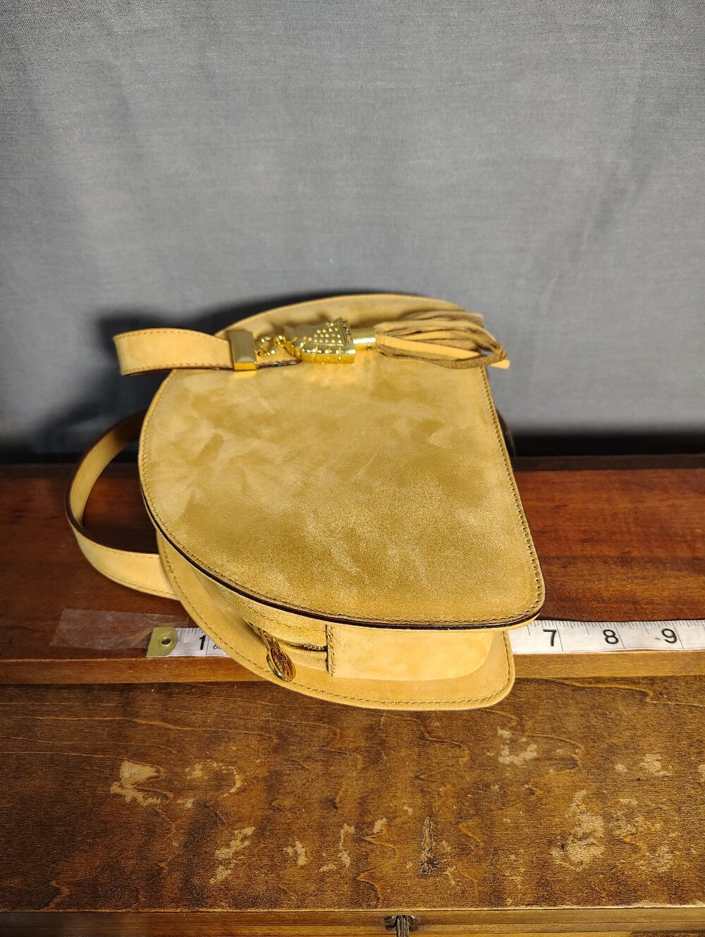 Burberry Tan Suede Half-Moon Crossbody with Tassel Charm - Picture 5 of 12